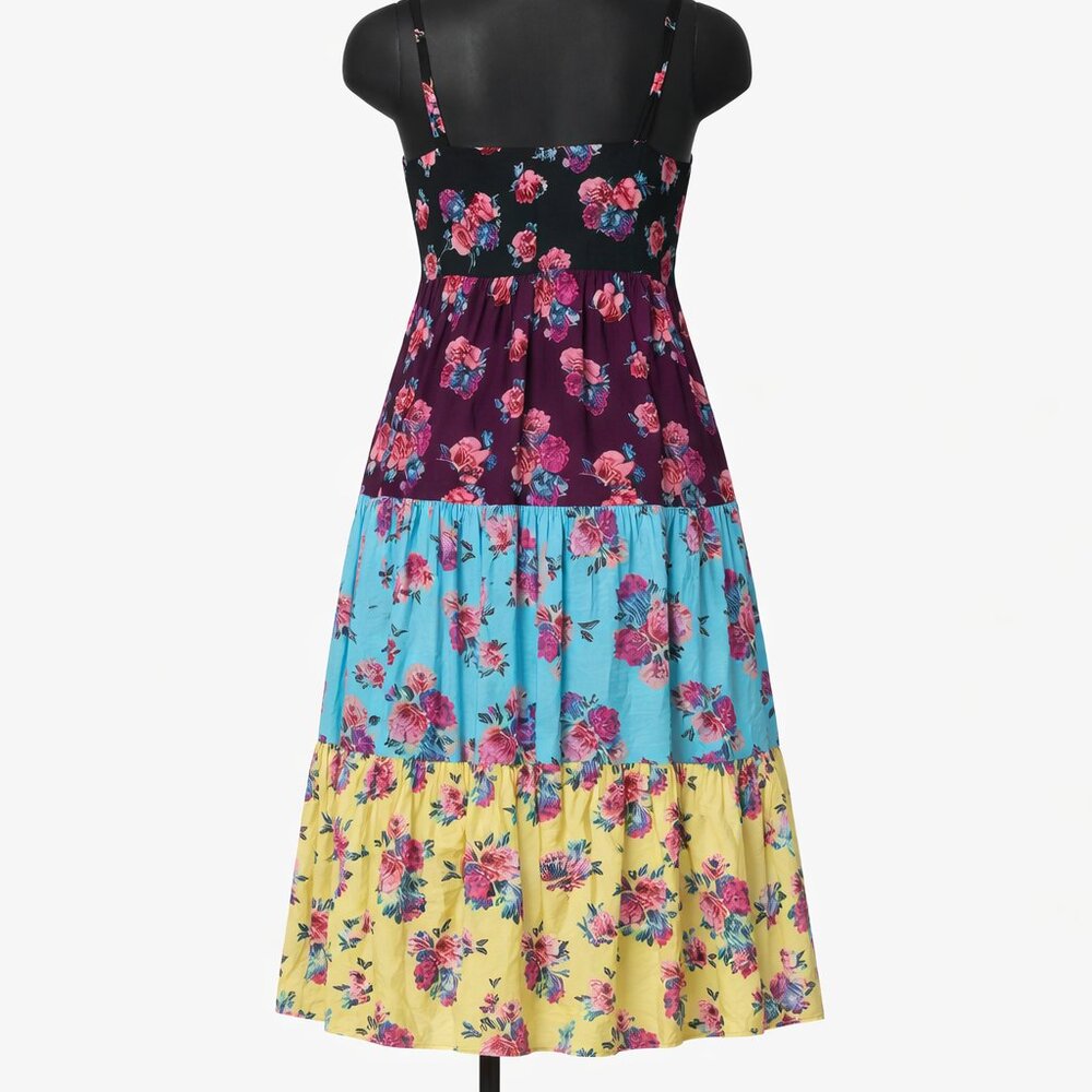 Torrid Betsey Johnson Floral Tiered Midi Dress 5X Pockets Whimsigoth Punk Rock - Picture 3 of 5